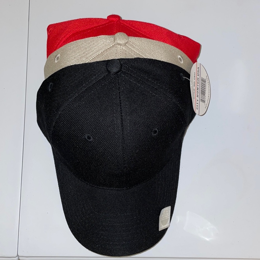 Unisex Baseball caps set of 3 Red, Beige and Black